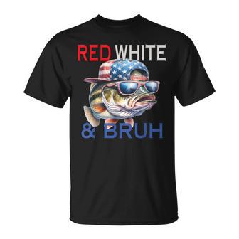 Patriotic Red White & Bruh America Bass Fishing 4Th Of July T-Shirt - Thegiftio UK