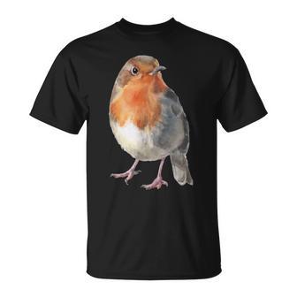 Petirrojo A Mano Con Dibujo De Petirrojos En Acuarela Camiseta unisex - Regaloses