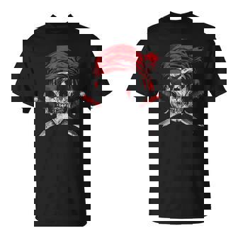 Pirate Flag Skull And Crossbones Skeleton Graphic Halloween T-Shirt - Thegiftio UK