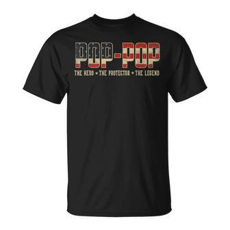 Pop-Pop Protector Hero Legend Usa Flag Pop-Pop Father's Day T-Shirt - Thegiftio UK