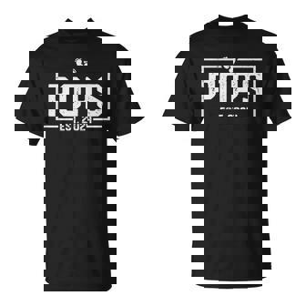 Pops Est 2024 Pops 2024 Logo New Grandpa Fathers Day T-Shirt - Monsterry