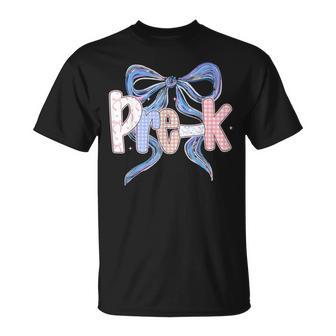 Pre-K Preppy Floral Coquette Bow Girly Back To School T-Shirt - Thegiftio UK