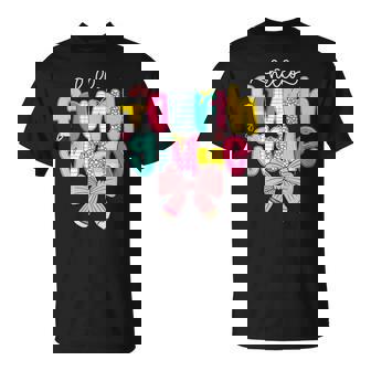 Preppy Hello 4Th Grade Teacher Coquette Bow Back To School T-Shirt | Mazezy