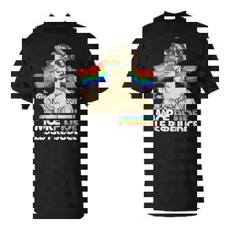 More Pride Less Prejudice Pride Month Gay Lesbian Lgbtq Ally T-Shirt - Thegiftio UK