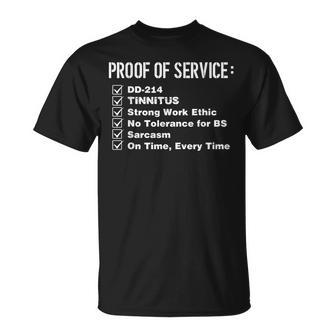 Proof Of Service Dd-214 Tinnitus Strong Work Ethic Army T-Shirt - Thegiftio UK