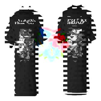 Puerto Rico Heritage Flowers Boricua Puerto Rican Flag T-Shirt - Thegiftio