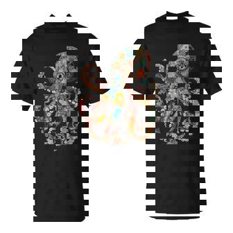 Pulpo Floral Floresintage Calamar Kraken Buceo In Mangas Camiseta unisex - Regaloses