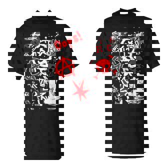 Punk's Not Dead ブラック&レッド Tシャツ - Kawaiitshirt