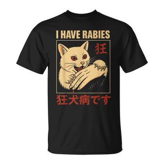 I Have Rabies Cat Biting Hand Anime T-Shirt - Thegiftio UK