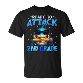 Ready To Attack 2Nd Grade Shark First Day Of School Boys T-Shirt - Thegiftio UK