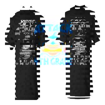 Ready To Attack 4Th Grade Shark First Day Of School Boys T-Shirt - Monsterry