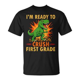 Ready To Crush First Grade 1St Day Of School Dinosaur Boys T-Shirt - Thegiftio UK