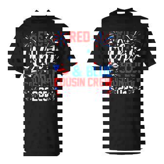 Red White And Blue Cousin Crew 2025 4Th Of July Fireworks T-Shirt - Thegiftio UK