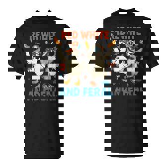 Red White And Feral Raccoon 4Th Of July Boys Girls T-Shirt | Mazezy