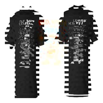 Red White And Feral Raccoon 4Th Of July Patriotic T-Shirt - Monsterry