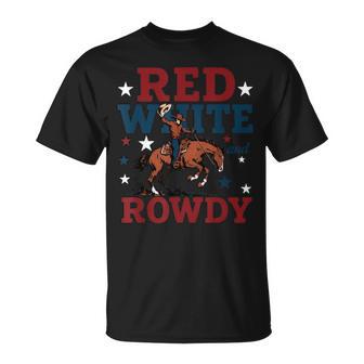 Red White And Rowdy Patriotic Cowboy Usa T-Shirt - Thegiftio UK