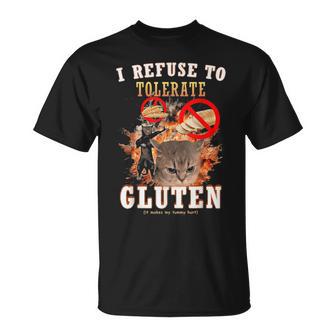 I Refuse To Tolerate Gluten Cat Meme T-Shirt - Thegiftio UK