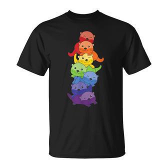 Regenbogen Flagge Pride Monat Lgbtq Regenbogen Otter T-Shirt - Geschenkecke