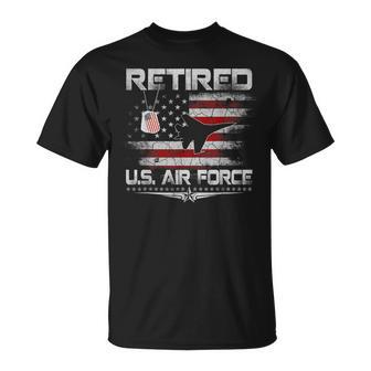 Retired Air Force Veteran Usa Flag Patriotic Veterans Day T-Shirt - Thegiftio UK