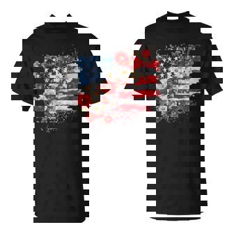 Retro Daisy Flower American Flag Patriotic 4Th Of July T-Shirt - Monsterry