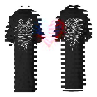 Retro Fighter Jet Airplane American Flag Heart 4Th Of July T-Shirt - Monsterry