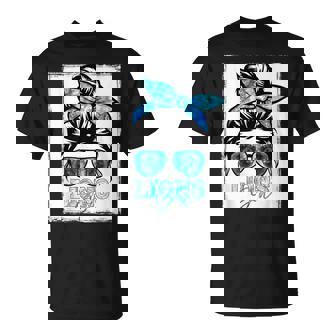 Retro Lion Girl Messy Bun Sports Team Matching Outfit T-Shirt | Mazezy