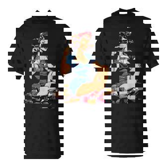 Retro Patriotic Pin-Upintage Usa Flag American Beauty Girl Tシャツ - Kawaiitshirt