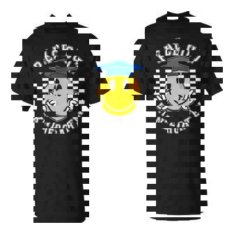 Retro Peace Out Kindergarten Smile Face Last Day Of School T-Shirt - Monsterry