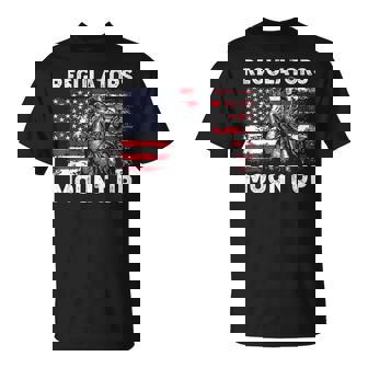 Retro Regulators Mount Up Flag Usa Cowboy 4Th Of July T-Shirt - Monsterry