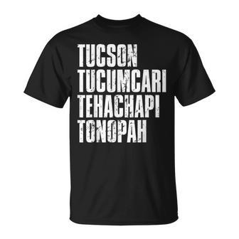 Retro Tucson Tucumcari Tehachapi Tonapah Tourist T-Shirt - Thegiftio UK