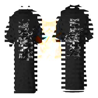 Rock Katze Gitarre Damen Herren Kinder Lustiges Katzenmotiv T-Shirt - Geschenkecke