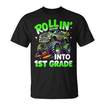 Rollin' Into 1St Grade Monster Truck Back To School Boys T-Shirt - Thegiftio UK