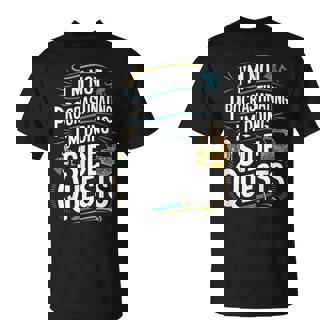 Rpg Gamer Apparel For Quest Lovers -Adult Black Modern Classic Small Short Sleeve Crew Neck Humorous Gaming Graphic Lightweight T-Shirt - Monsterry