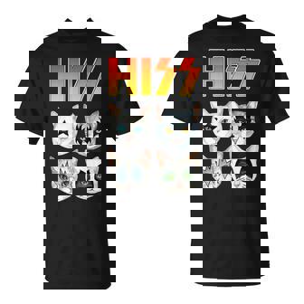 Hiss 猫 子猫 ニャー ロッカー パロディ バンド 面白い 猫好き Tシャツ - Kawaiitshirt