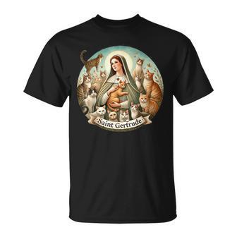 Saint Gertrude Patron Of Cats Love Cats Catholic Saint Kitty T-Shirt - Thegiftio UK
