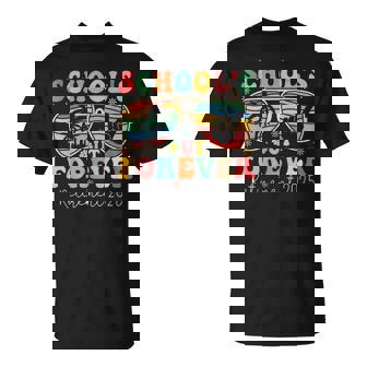 School's Out Forever Retired Teacher 2025 Groovy Retirement T-Shirt - Thegiftio