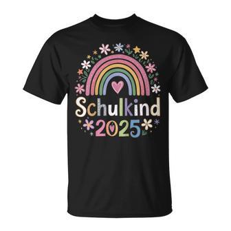 Schulkind 2025 Einschulung Mädchen Regenbogenchulstart T-Shirt - Geschenkecke