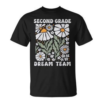 Second Grade Dream Team Back To School Boho Flower 2Nd Grade T-Shirt - Thegiftio UK