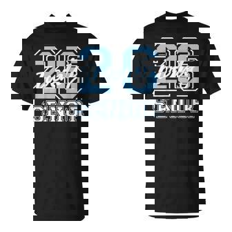 Senior Class 2026 Graduation Pale Blue Letters On The Back T-Shirt - Monsterry