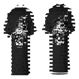 Sexy Waifu Bruja Anime Chica Japonesa En Blanco Y Negro Arte Camiseta unisex - Regaloses