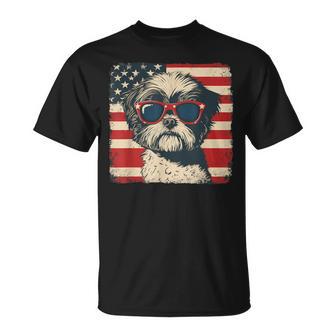 Shih Tzu Dog Usa Flag Patriotic Fourth Of July Women T-Shirt - Thegiftio UK