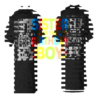 Sister Of The Birthday Boy Building Block Birthday Party T-Shirt - Thegiftio UK