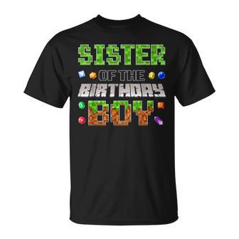 Sister Of The Birthday Boy Game Pixel Number Birthday Party T-Shirt - Thegiftio UK
