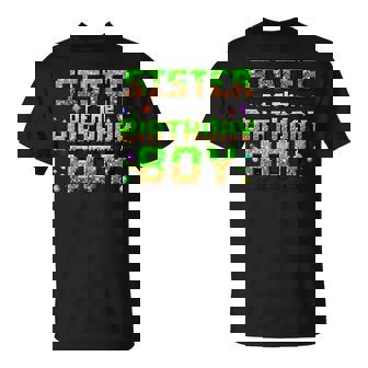 Sister Of The Birthday Boy Matching Pixel Family Bday Party T-Shirt - Thegiftio UK
