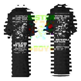 Sister Of The Birthday Boy Party Video Gamer Pixel Number T-Shirt - Monsterry