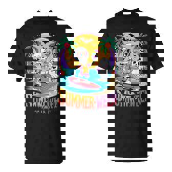 Skeleton Ghost Spooky Beach Holiday Summer Party Summerween T-Shirt - Thegiftio