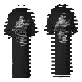 Skull Made Of Diamonds Wearing Cowboy Hat T-Shirt - Monsterry