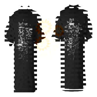 Skull Sunflowers Gothic Goth Creepy Cute Alt Grunge Y2k T-Shirt - Thegiftio