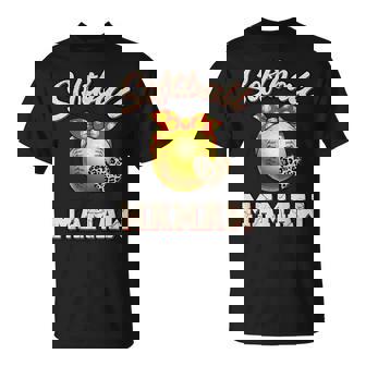 Softball Mamaw Leopard Heart Fans Mother's Day T-Shirt | Mazezy