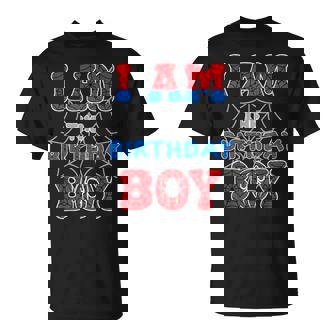Spider Web Birthday Party I Am The Birthday Boy T-Shirt - Thegiftio